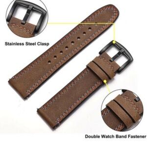New in Box Brown Leather Watch Band Replacement 22mm